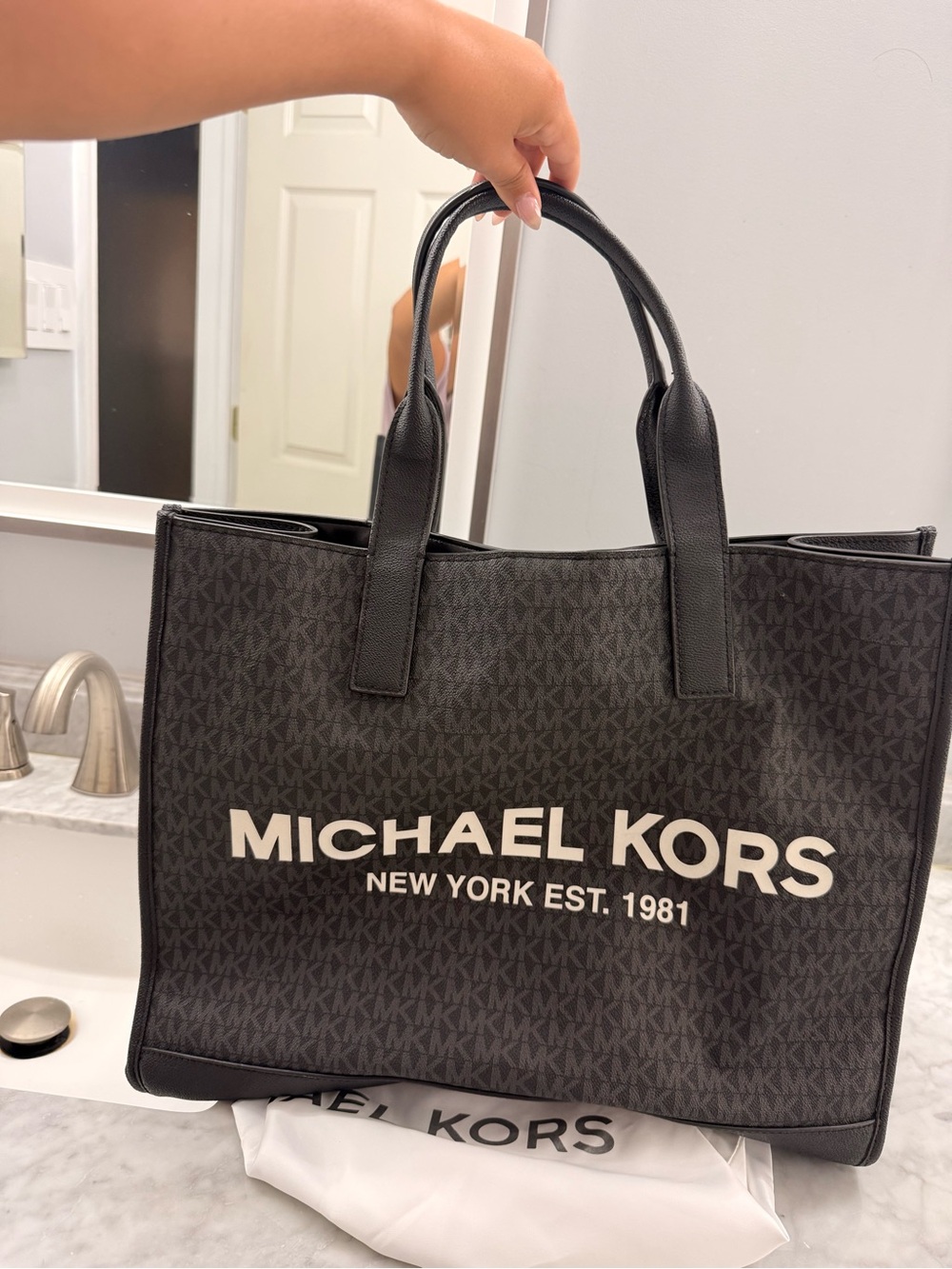 Michael Kors Black Logo Canvas Tote Bag